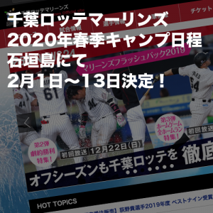 千葉ロッテマーリンズ2020年石垣島にて春季キャンプ決定！